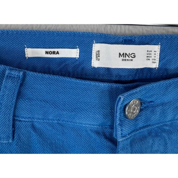 MNG Denim Nora wide leg jeans royal blue high waist 90s‎ sz 12(44) - Picture 2 of 9